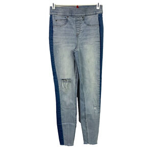 Spanx Side Stripe Skinny Pull On Light Blue Wash Jeans Size Small 20234R